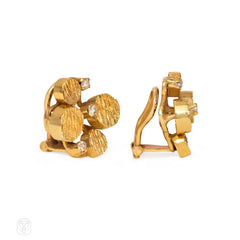 Gold and diamond mid-century earrings