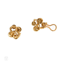 Gold and diamond mid-century earrings
