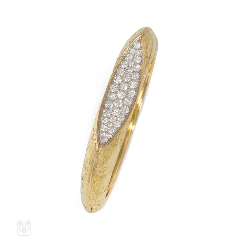 Gold And Diamond Modernist Bangle Oscar Heyman