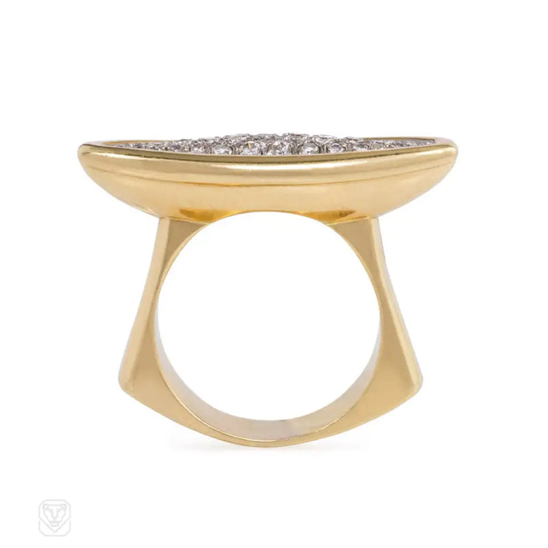 Gold And Diamond Oblong Ring Cartier
