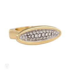 Gold and diamond oblong ring, Cartier