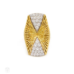 Gold and diamond plaque ring, Hammerman Bros.