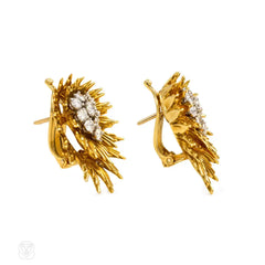 Gold and diamond radial design earrings, Cartier