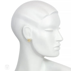 Gold and diamond spider earrings