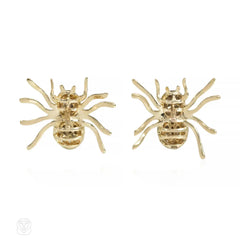 Gold and diamond spider earrings