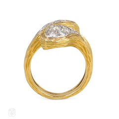Gold and diamond stylized double serpent ring, Van Cleef & Arpels