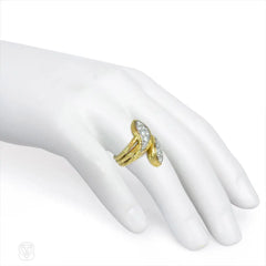 Gold and diamond stylized double serpent ring, Van Cleef & Arpels
