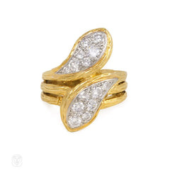 Gold and diamond stylized double serpent ring, Van Cleef & Arpels