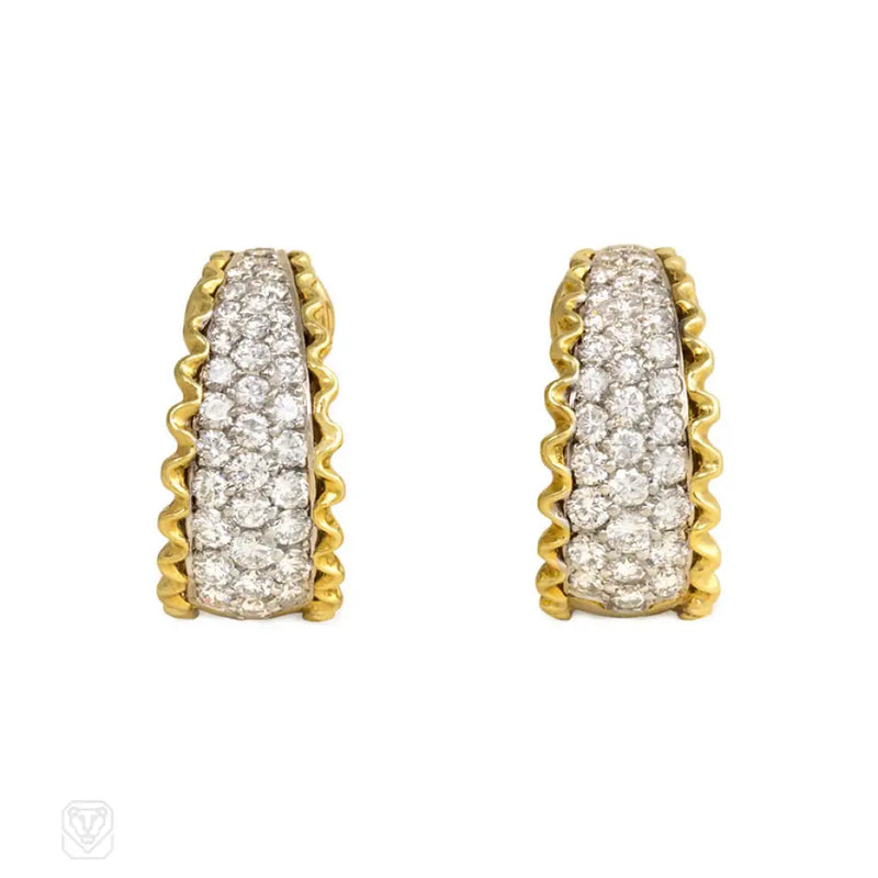 Gold And Diamond Tapering Hoops Van Cleef & Arpels Ny