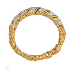 Gold and diamond wrapped segment bracelet