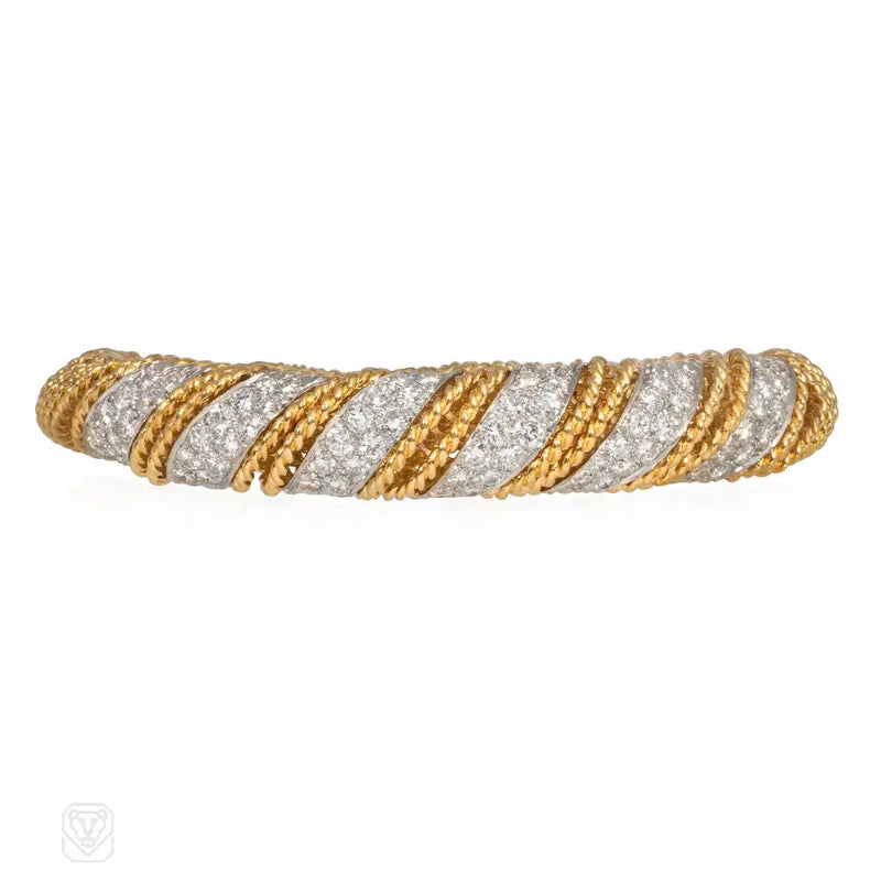 Gold And Diamond Wrapped Segment Bracelet
