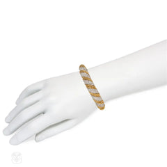 Gold and diamond wrapped segment bracelet
