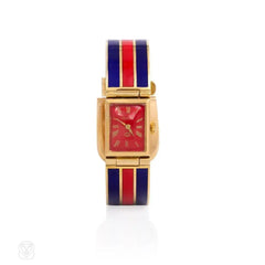 Gold and enamel bracelet watch, Gucci