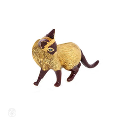 Gold and enamel cat brooch, Cartier