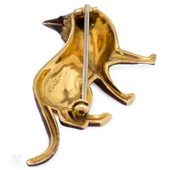 Gold and enamel cat brooch, Cartier