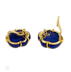Gold and lapis clip earrings, Verdura