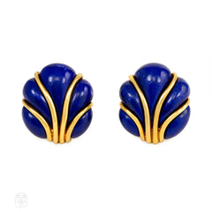 Gold and lapis clip earrings, Verdura