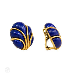 Gold and lapis clip earrings, Verdura