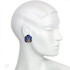 Gold and lapis clip earrings, Verdura