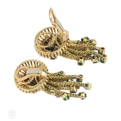 Gold and multi-gemstone tassel earrings