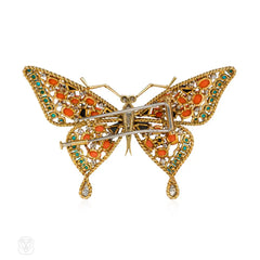 Gold and multigemstone butterfly brooch, Georges Lenfant