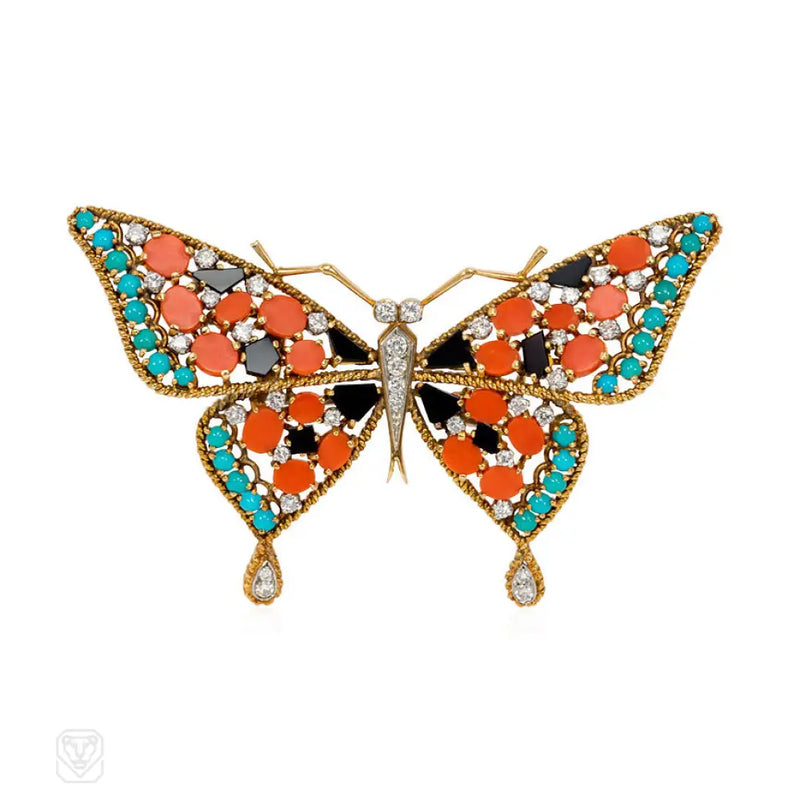Gold And Multigemstone Butterfly Brooch Georges Lenfant