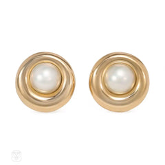Gold and pearl button earrings, Chaumet