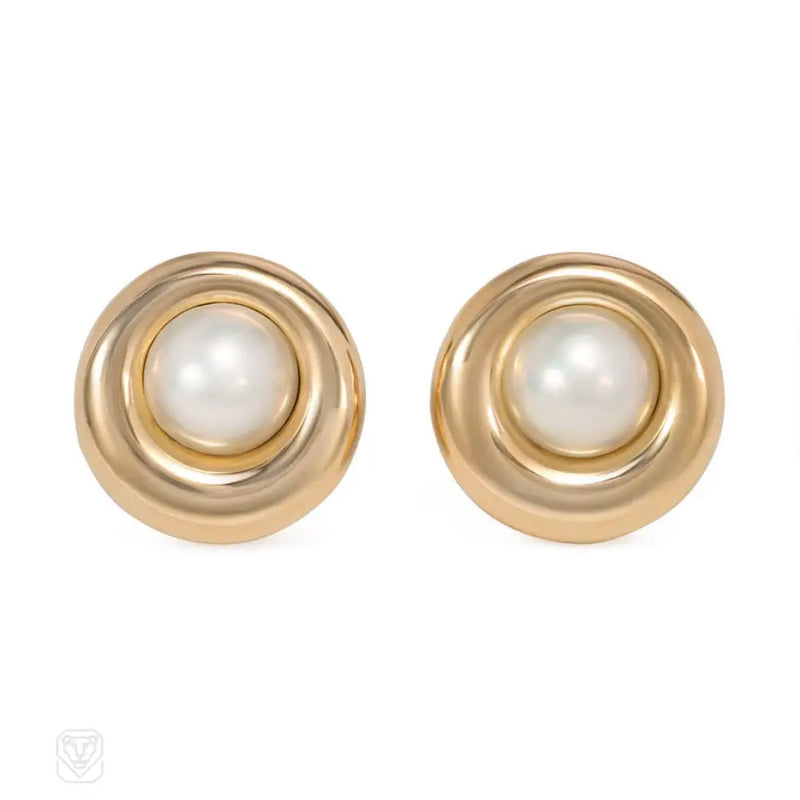 Gold And Pearl Button Earrings Chaumet