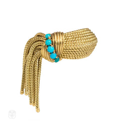 Gold and turquoise ring with tassel, Mellerio