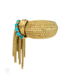 Gold and turquoise ring with tassel, Mellerio