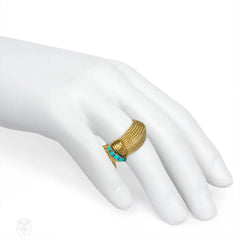 Gold and turquoise ring with tassel, Mellerio