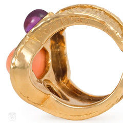 Gold, angel-skin coral, and amethyst ring, Van Cleef and Arpels, Paris