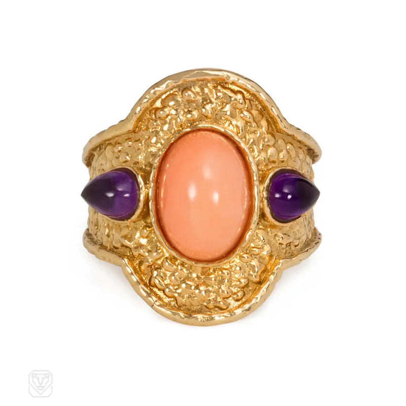 Gold Angel - Skin Coral And Amethyst Ring Van Cleef Arpels Paris