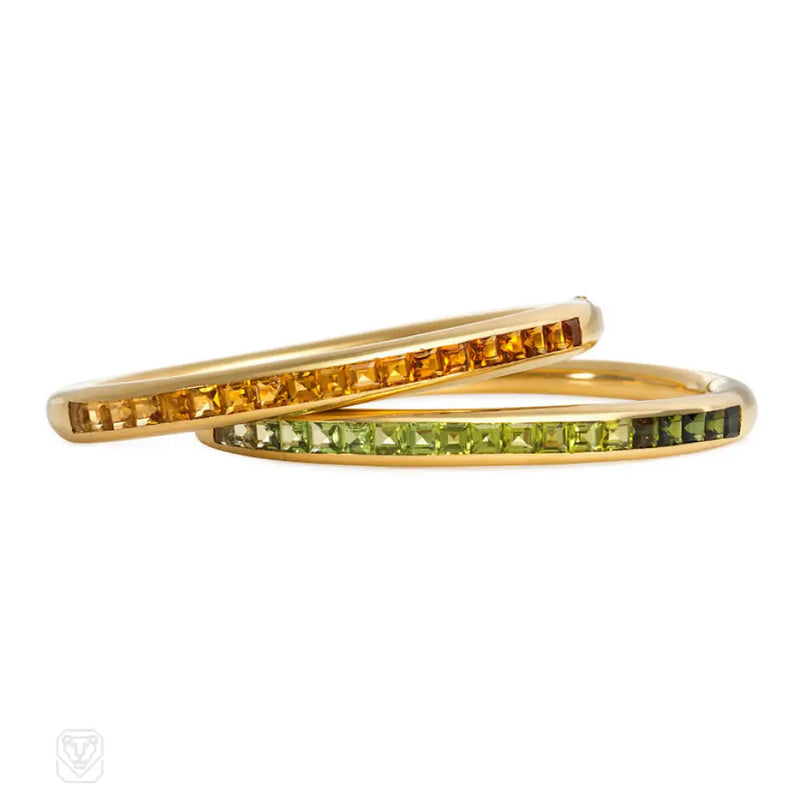 Gold Bangles Set With Citrines And Peridots Bulgari