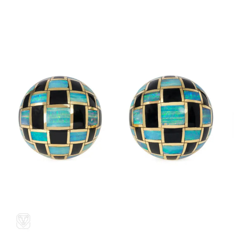 Gold Black Jade And Opal Earrings Angela Cummings For Tiffany