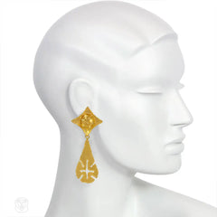 Gold day-to-night pendant earrings, Jean Mahie