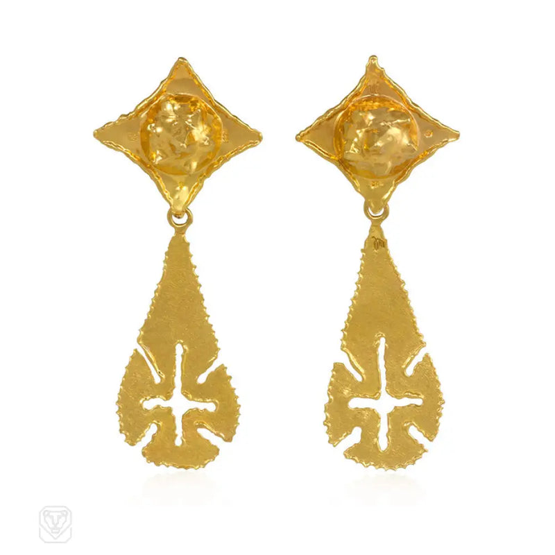 Gold Day - To - Night Pendant Earrings Jean Mahie