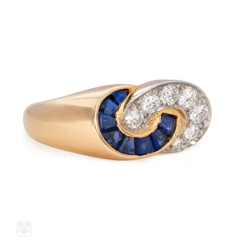 Gold Diamond And Calibre Sapphire Ring Van Cleef & Arpels
