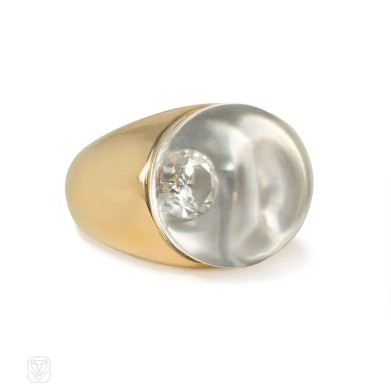 Gold Diamond And Crystal Ring Mauboussin