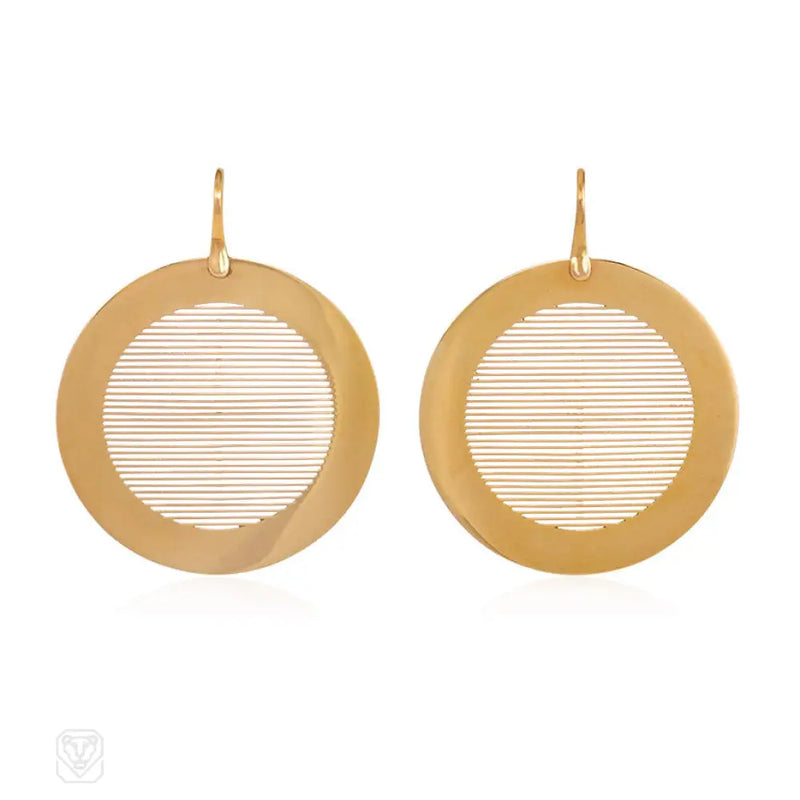 Gold Disk Pendant Earrings Enigma