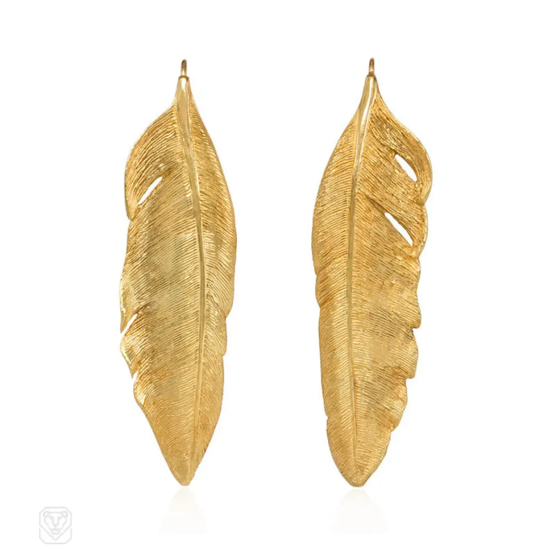 Gold Feather Earrings Angela Cummings