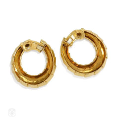 Gold hoop earrings of scaled design, Cartier