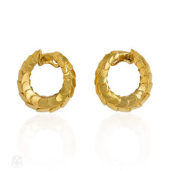 Gold hoop earrings of scaled design, Cartier