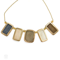 Gold necklace with antique lava cameos