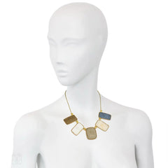 Gold necklace with antique lava cameos