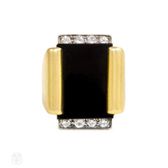 Gold, onyx, and diamond ring, Cartier