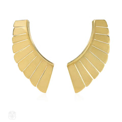 Gold oversized wing earrings