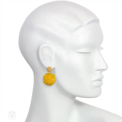 Gold-plated and sunflower yellow beaded earrings