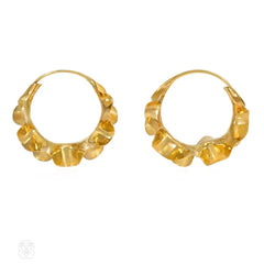 Gold ribbon hoop earrings