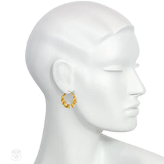 Gold ribbon hoop earrings
